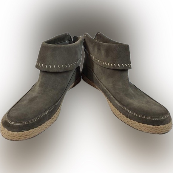 UGG Women's Varney Gray Suede Moc Toe Back Zip Ankle Booties - Picture 2 of 7